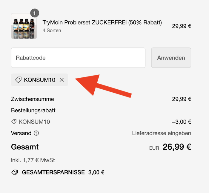 TryMoin Code eingeben